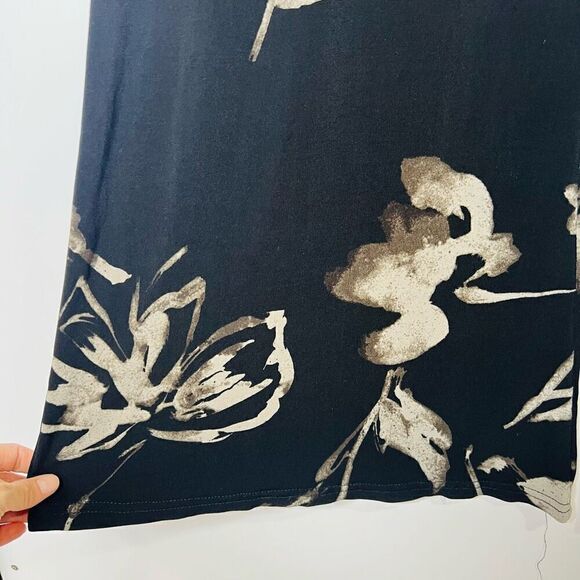 Joseph Ribkoff Black Tan Floral Wide Leg Flowy Pants - Picture 3 of 9